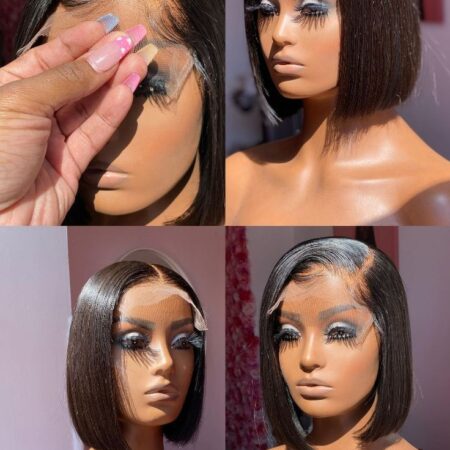 10 Inches Lux SDD Blonde Bone Straight Short Hair Wig: Human-Grade, Heat-Resistant, Pre-Plucked with Natural Hairline