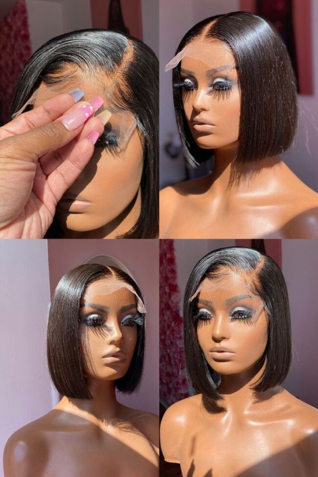 10 Inches Lux SDD Blonde Bone Straight Short Hair Wig: Human-Grade, Heat-Resistant, Pre-Plucked with Natural Hairline