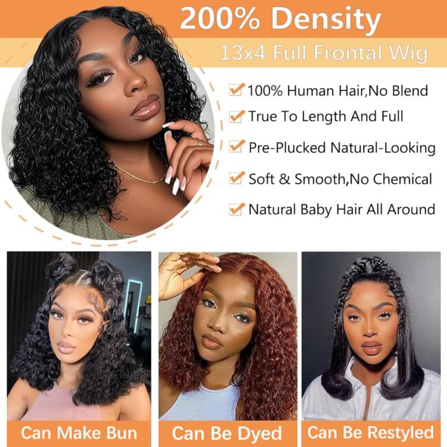 Curly Bob Wig Human Hair 13x4 Deep Wave HD Lace Front Wigs Human Hair 220% Density Short Curly Wet And Wavy Human Hair Wigs for Black Women Glueless curly Wig With Baby Hair - Image 12