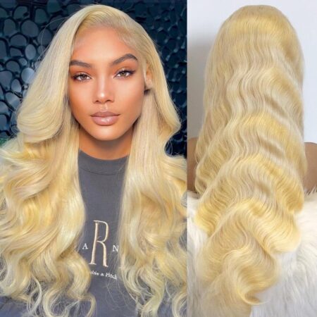 20 Inch 13x6 613 Lace Front Wig Human Hair, 613 Body Wave Lace Front Wig Human Hair, Transparent Lace Front Wigs Human Hair Pre Plucked with Baby Hair