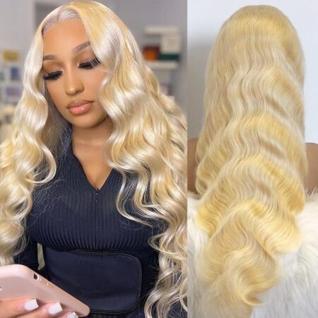 26 Inch 13x6 613 Lace Front Wig Human Hair, 613 Body Wave Lace Front Wig Human Hair, Transparent Lace Front Wigs Human Hair Pre Plucked with Baby Hair 26 Inch