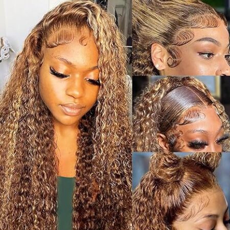 Honey-Blonde, 13x6 HD Deep Wave Lace Front Wig: 200% Density Human Hair, Pre-Plucked, Glueless, 22-Inch with Natural Hairline