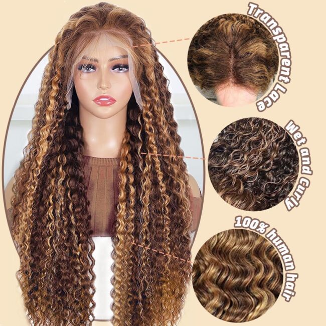 Honey-Blonde, 13x6 HD Deep Wave Lace Front Wig: 200% Density Human Hair, Pre-Plucked, Glueless, 22-Inch with Natural Hairline - Image 6