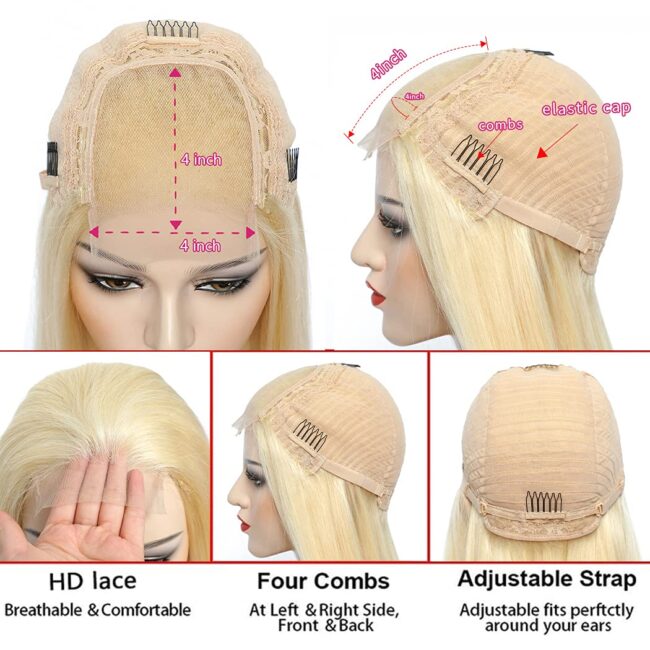 13x6 Lace Front Wig Human Hair 200% Density Body Wave Blonde Lace Front Wigs Human Hair Pre Plucked Blonde Wig Human Hair - Image 6