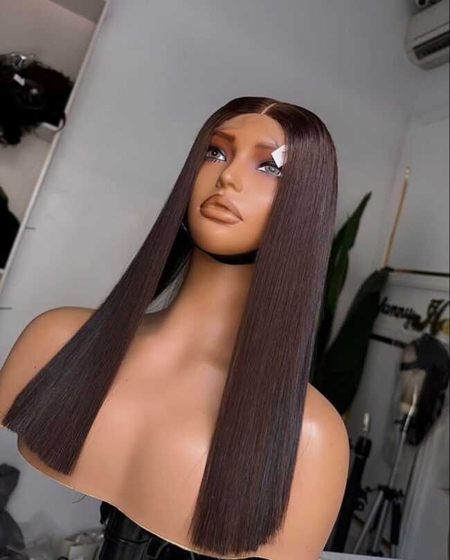 13X6 T-Part Lace Front Wig: Natural Looking Long Straight Synthetic Hair – Heat Resistant, Pre-Plucked Hairline, Glueless & Realistic Human Hair-Like - Image 10