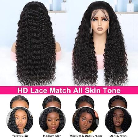 32 Inch 13x6 Full Lace Front Wigs Human Hair Pre Plucked Deep Wave 180 Density HD Lace Frontal Wig With Baby Hair Transparent Glueless Deep Curly Human Hair Wigs for Women