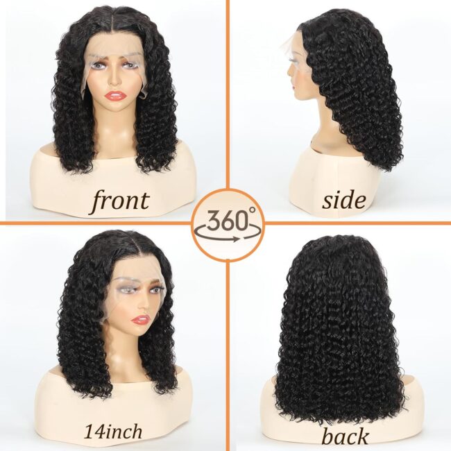 Curly Bob Wig Human Hair 13x4 Deep Wave HD Lace Front Wigs Human Hair 220% Density Short Curly Wet And Wavy Human Hair Wigs for Black Women Glueless curly Wig With Baby Hair - Image 8