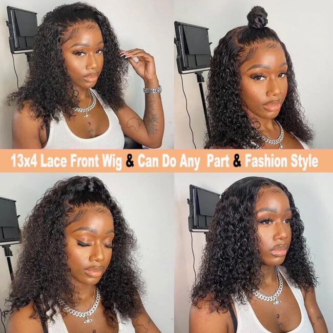 Curly Bob Wig Human Hair 13x4 Deep Wave HD Lace Front Wigs Human Hair 220% Density Short Curly Wet And Wavy Human Hair Wigs for Black Women Glueless curly Wig With Baby Hair - Image 7