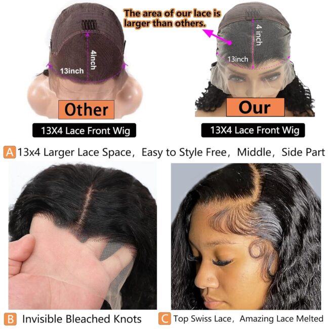 Curly Bob Wig Human Hair 13x4 Deep Wave HD Lace Front Wigs Human Hair 220% Density Short Curly Wet And Wavy Human Hair Wigs for Black Women Glueless curly Wig With Baby Hair - Image 6