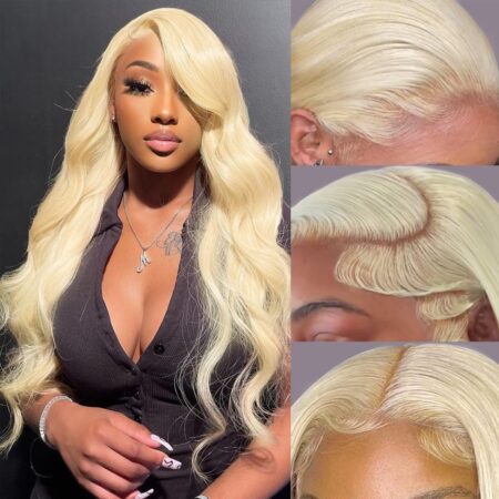 28 Inch 13x6 Lace Front Wig Human Hair 200% Density Body Wave Blonde Lace Front Wigs Human Hair Pre Plucked Blonde Wig Human Hair