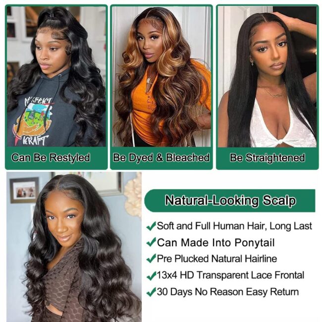 Transparent Glueless Body Wave Lace Front Human Hair Wigs, Pre Plucked - Image 6