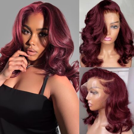 Burgundy Wig Human Hair 200% Density 13x6 Body Wave Lace Front Wigs Human Hair