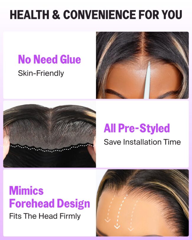 ✨ Wear It & Wow – 220% Density Glueless Straight Frontal Wig with Upgraded HD Lace & Drawstring Fit! ✨ Ombre - Image 6