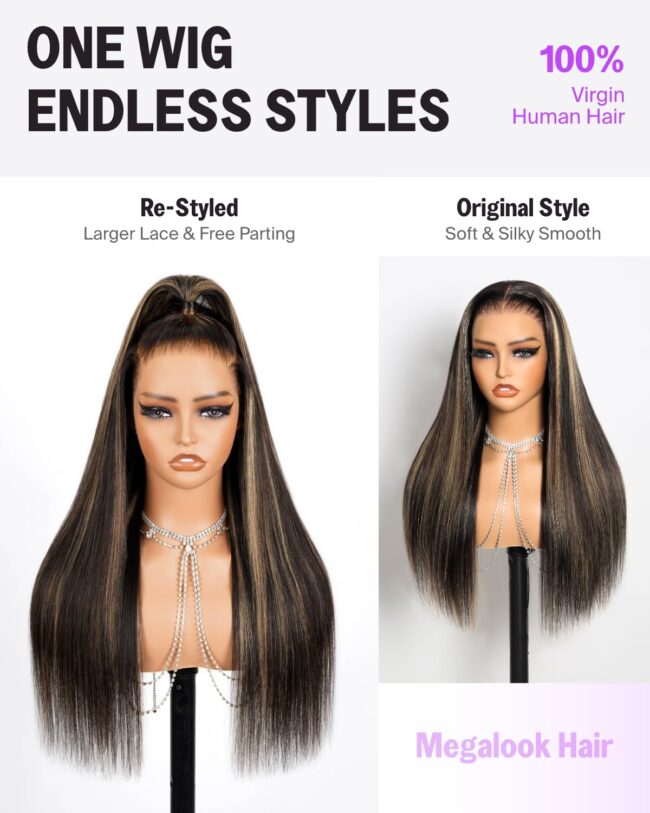 ✨ Wear It & Wow – 220% Density Glueless Straight Frontal Wig with Upgraded HD Lace & Drawstring Fit! ✨ Ombre - Image 3