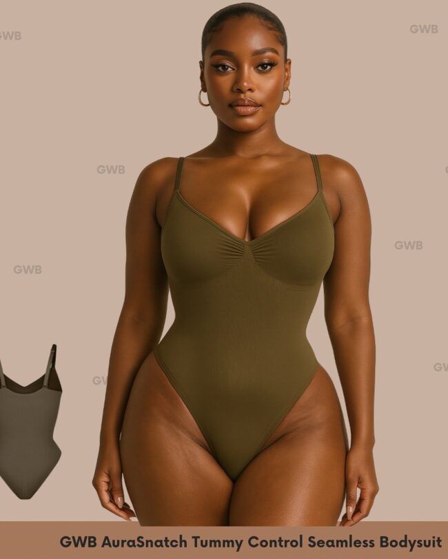 SHAPERX Seamless Snatched Waist Bodysuit: Tummy Control Sculptor - Image 4
