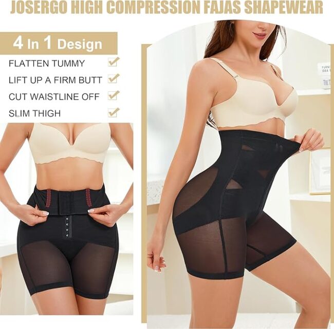 Body Shaper for Women: Fajas Colombianas High-Waist Tummy Control & Butt Lifting Shorts (Adjustable Waist Trainer) - Image 3