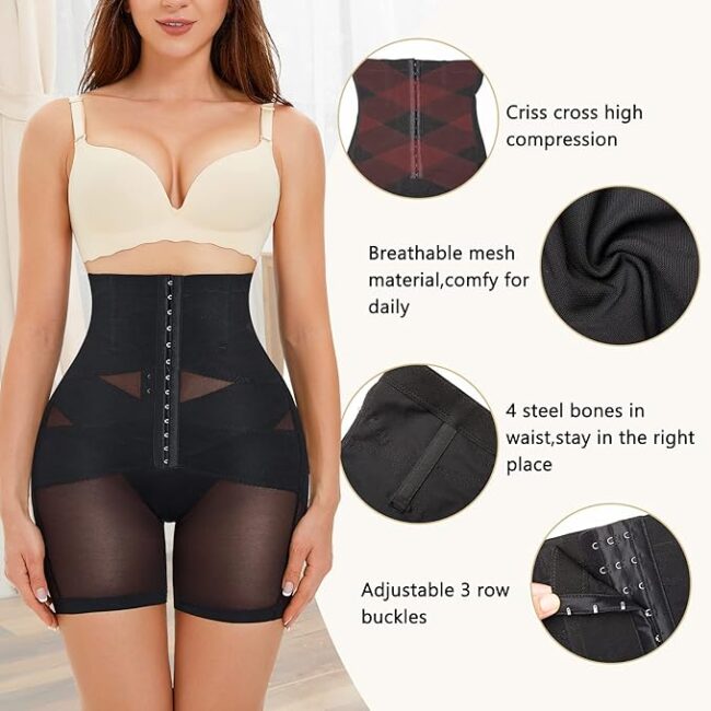 Body Shaper for Women: Fajas Colombianas High-Waist Tummy Control & Butt Lifting Shorts (Adjustable Waist Trainer) - Image 4