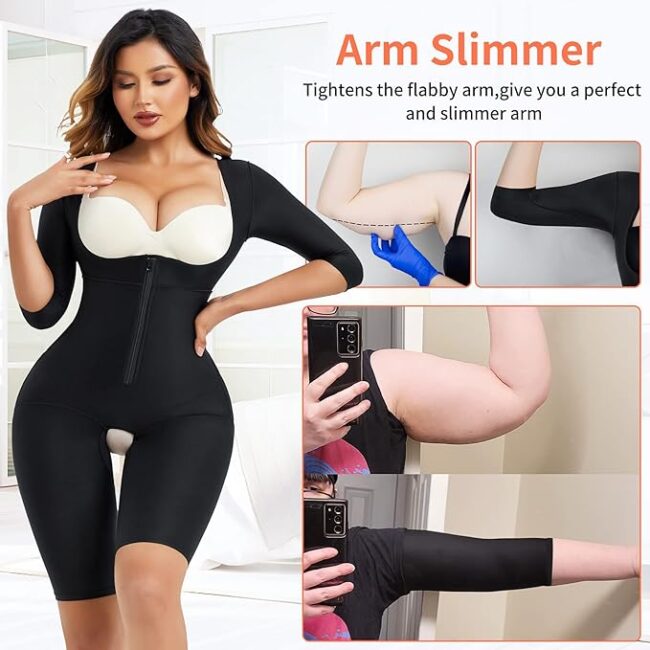 LANCS Fajas Colombianas Body Shaper: Beige Mid-Sleeve Post-Surgery/Postpartum Compression Garment - Image 11