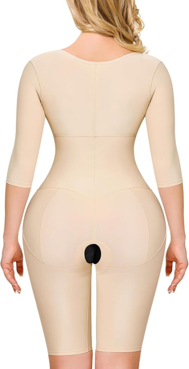 LANCS Fajas Colombianas Body Shaper: Beige Mid-Sleeve Post-Surgery/Postpartum Compression Garment - Image 2