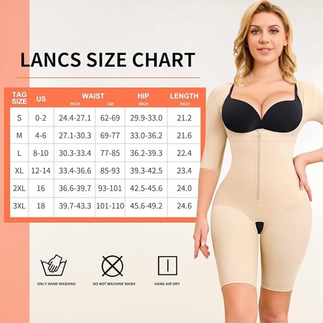 LANCS Fajas Colombianas Body Shaper: Beige Mid-Sleeve Post-Surgery/Postpartum Compression Garment - Image 7