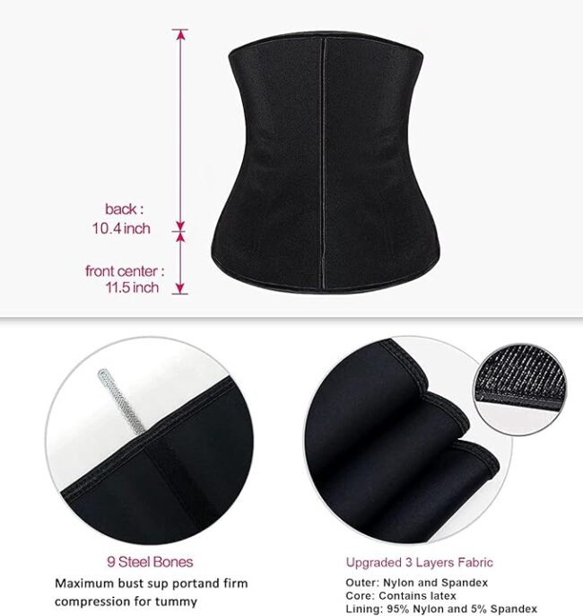 Waist Trainer for Women: Latex Underbust Tummy Control Waist Cincher Corset (Zipper + Hooks) - Image 14
