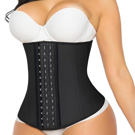 Waist Trainer for Women: Latex Underbust Tummy Control Waist Cincher Corset (Zipper + Hooks)