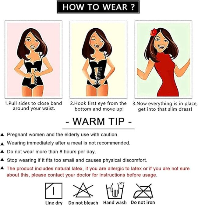 Waist Trainer for Women: Latex Underbust Tummy Control Waist Cincher Corset (Zipper + Hooks) - Image 13