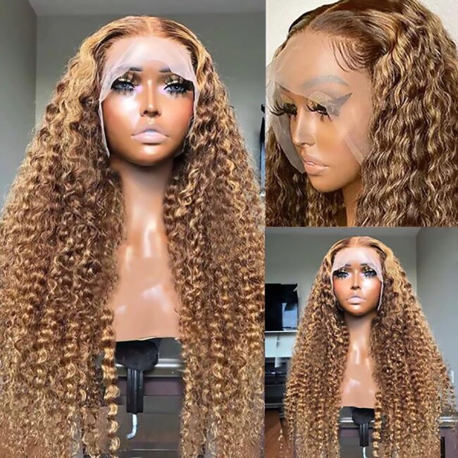 Seamless #1B-to-caramel ombre, 13x4 HD lace for blending, 180% density deep waves, pre-plucked baby hairs—glueless human hair for everyday & glam styles!” - Image 6