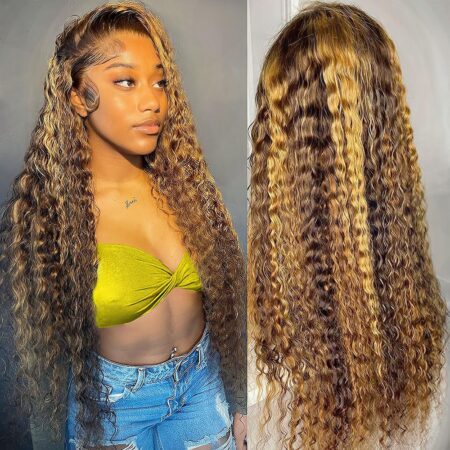 Seamless #1B-to-caramel ombre, 13x4 HD lace for blending, 180% density deep waves, pre-plucked baby hairs—glueless human hair for everyday & glam styles!”