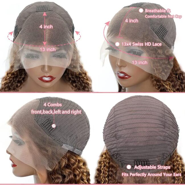 Seamless #1B-to-caramel ombre, 13x4 HD lace for blending, 180% density deep waves, pre-plucked baby hairs—glueless human hair for everyday & glam styles!” - Image 3