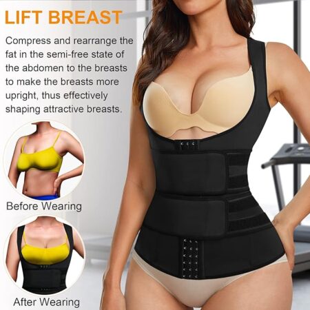 Women’s Waist Trainer Corset Vest: Sport Cincher Slimming Body Shaper (Adjustable Workout Tank Top)