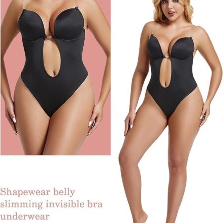Backless Deep Plunge Shapewear Bodysuit: Bra-Integrated Support for Backless Dresses
