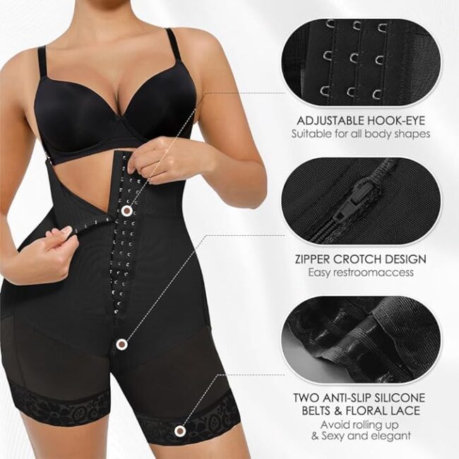 High-Waisted Faja Shapewear Shorts: Tummy Control, Butt Lifter with Zipper Crotch & Anti-Slip Lace - Image 2