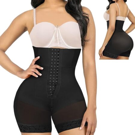 High-Waisted Faja Shapewear Shorts: Tummy Control, Butt Lifter with Zipper Crotch & Anti-Slip Lace