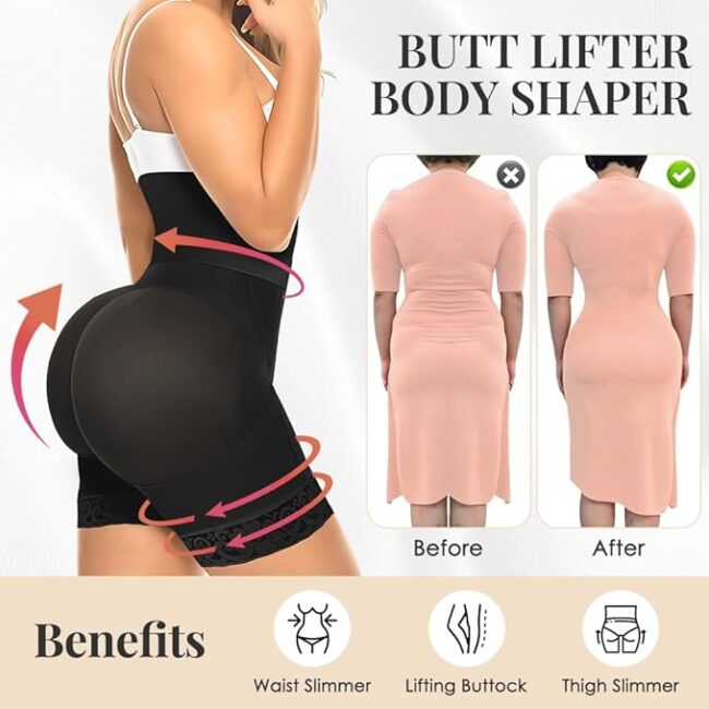 High-Waisted Faja Shapewear Shorts: Tummy Control, Butt Lifter with Zipper Crotch & Anti-Slip Lace - Image 5