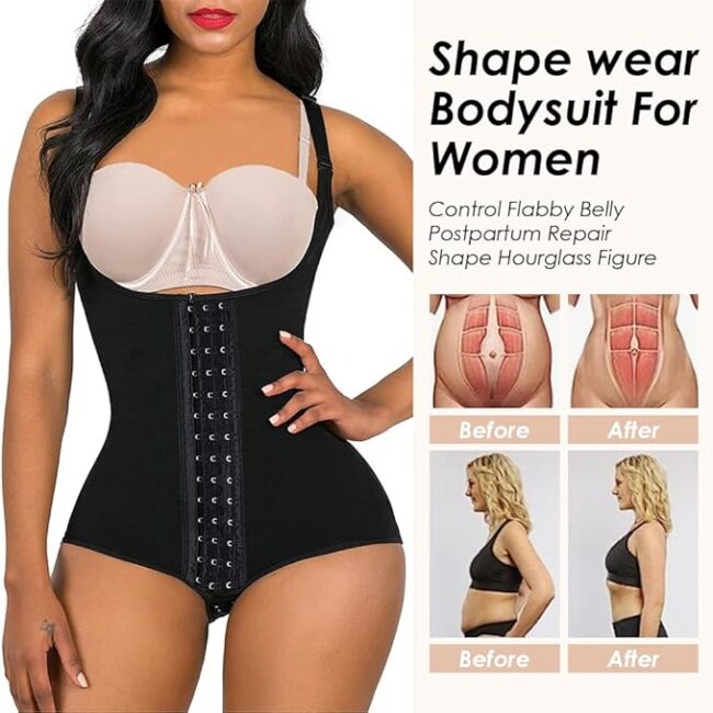 Shapewear for Women: Adjustable Open Bust High-Thigh Bodysuit with Thong - Fajas Tummy Control & Waist/Butt Trainer Girdle - Image 3