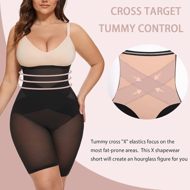 Women Tummy Control Shapewear Shorts: High-Waist Body Shaper with Thigh Slimming & Butt Lifting - Image 3