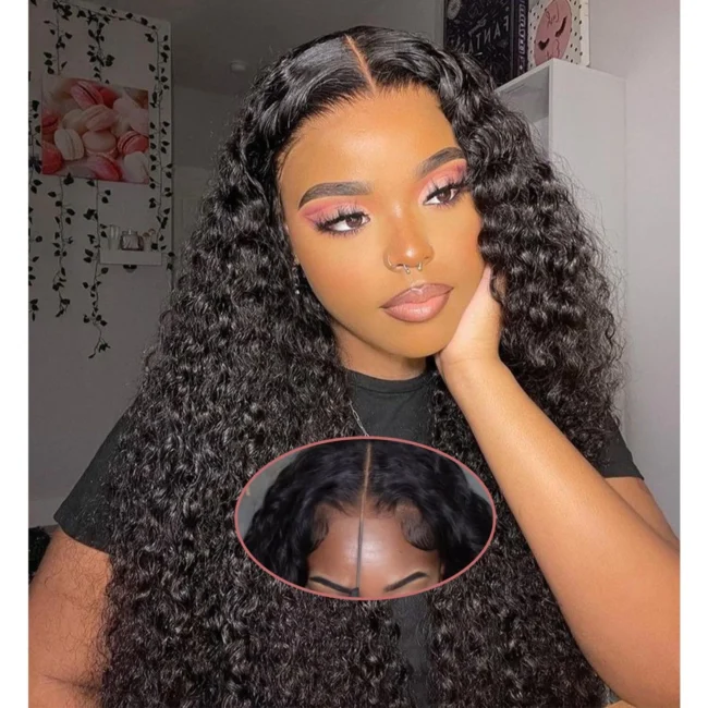 Wear Go Glueless Wig Pre-Cut 5*5 HD Lace unprocessed Human Hair Black Deep Wave
