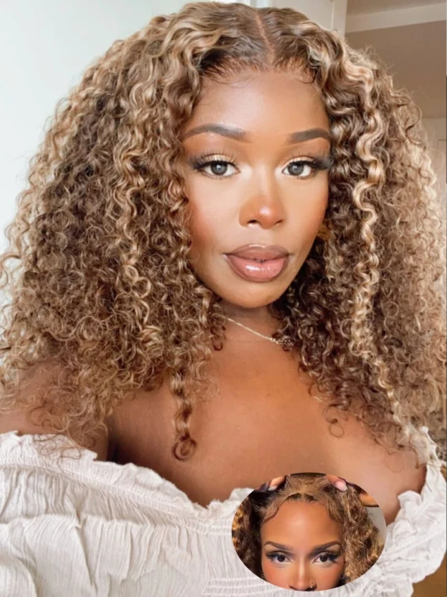 Wear and Go Highlight Curly Glueless PreCut Lace Wigs Human Hair - Image 10