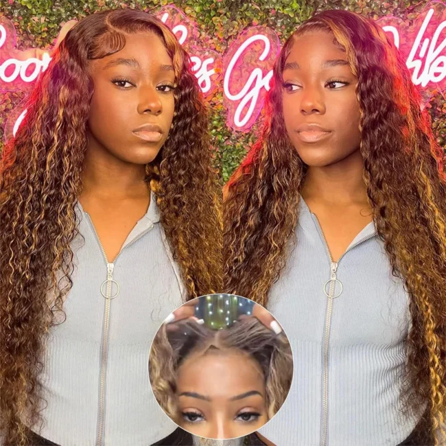 Wear and Go Highlight Curly Glueless PreCut Lace Wigs Human Hair - Image 5