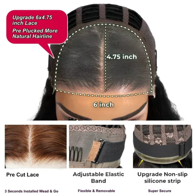 Wear and Go Highlight Curly Glueless PreCut Lace Wigs Human Hair - Image 4