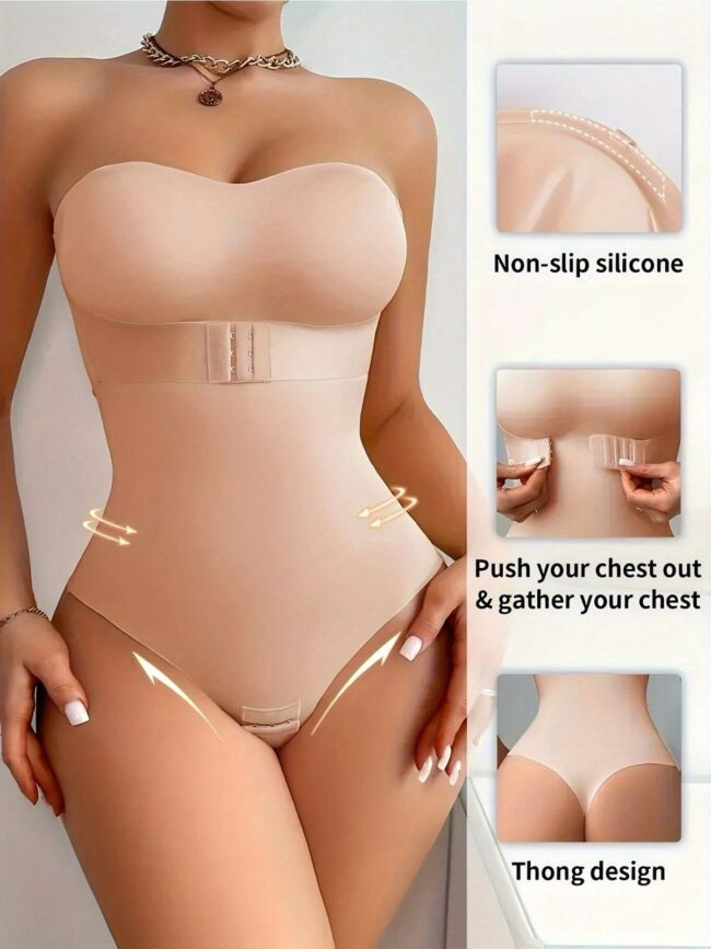 Strapless Sculpt Bodycon Playsuit Jumpsuit (2-in-1 Shapewear) - Image 2
