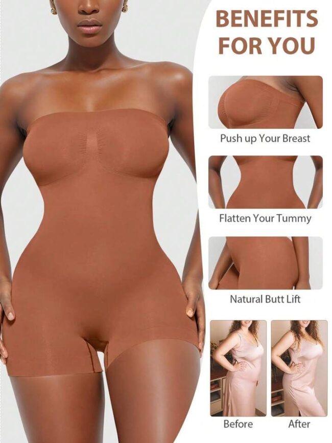 Strapless Sculpt Bodycon Playsuit Jumpsuit (2-in-1 Shapewear)