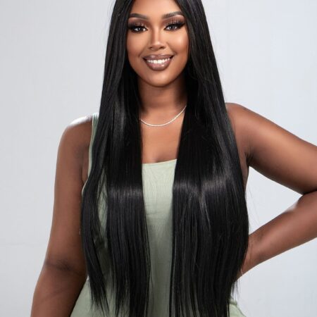 ✨ Wear It & Wow – 220% Density Glueless Straight Frontal Wig with Upgraded HD Lace & Drawstring Fit! ✨