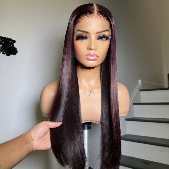 13X6 T-Part Lace Front Wig: Natural Looking Long Straight Synthetic Hair – Heat Resistant, Pre-Plucked Hairline, Glueless & Realistic Human Hair-Like - Image 2