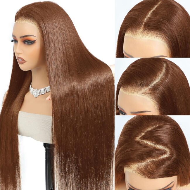 ✨ Luxury Volume, Rich Color – 9x6 Glueless Chocolate Brown Straight Wig with 250% Density & HD Lace! ✨ - Image 6
