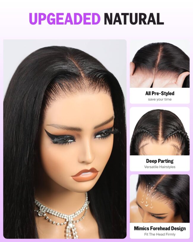 Wear It & Wow – 250% Density Glueless Straight Frontal Wig with Upgraded HD Lace & Drawstring Fit! ✨ - Image 5