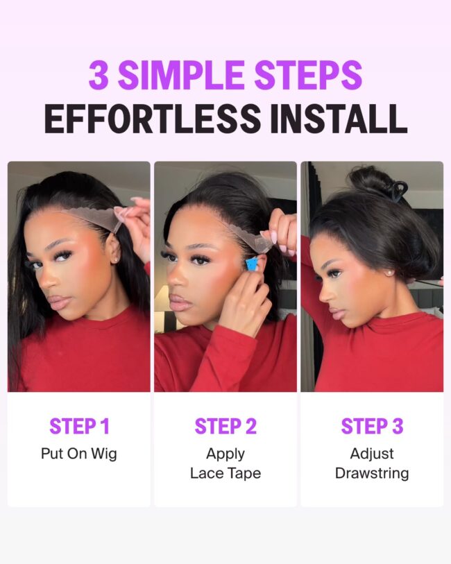 Wear It & Wow – 250% Density Glueless Straight Frontal Wig with Upgraded HD Lace & Drawstring Fit! ✨ - Image 7