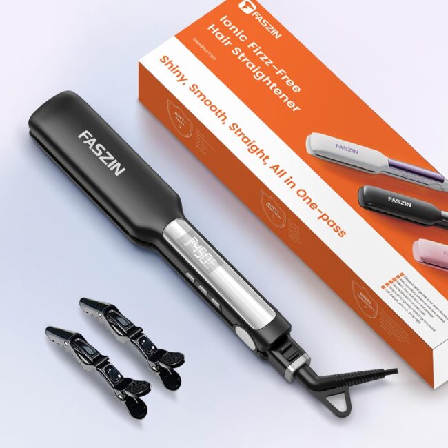 1.65" Wide-Plate Titanium Negative Ion Flat Iron – 30s Rapid Heating, LED Temp Display, Wide Voltage & 10 Adjustable Temp Levels (260–450℉) - Image 8