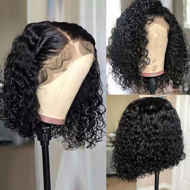 13x6 Bob Frontal Lace Wig – Deep Curly Virgin Human Hair, Pre Plucked, HD Transparent Lace Frontal Wigs - Image 3